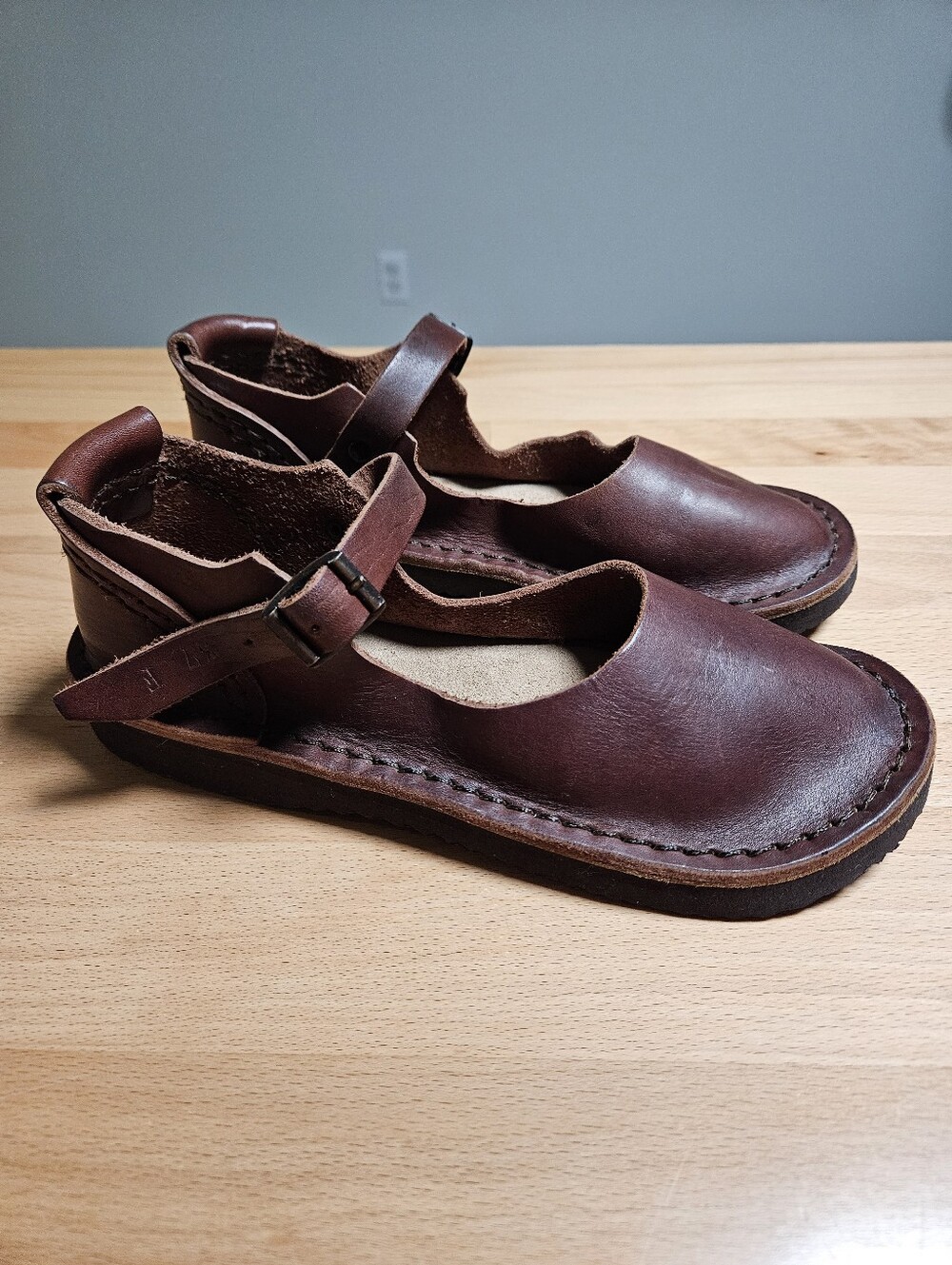 TrekLeather Tex Mary Jane Brown Leather Sandal Women's EU37